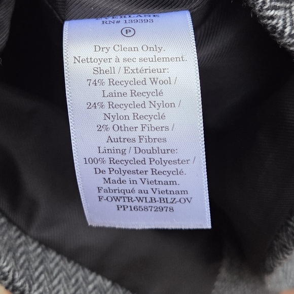 Everlane The Oversized Blazer in Wool Grey Herringbone Size 8 - Picture 6 of 6